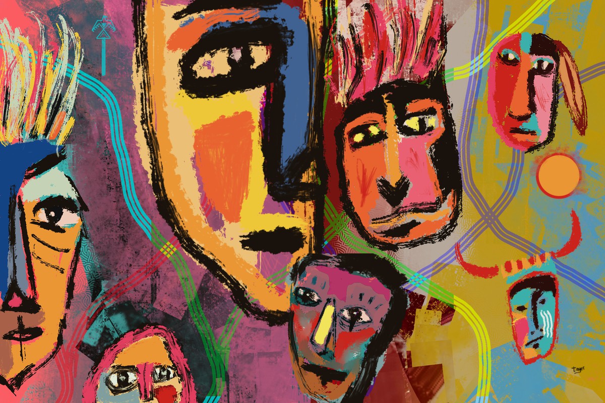 Ancestral Faces — digital artwork by Tom Myer