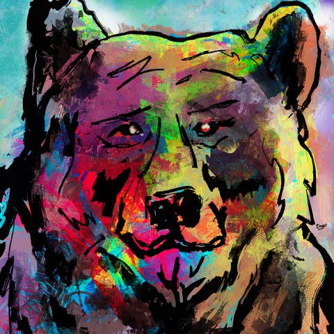 Brother Bear Fights Too Much — digital artwork by Tom Myer