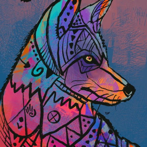 Coyote and Raven — digital artwork by Tom Myer