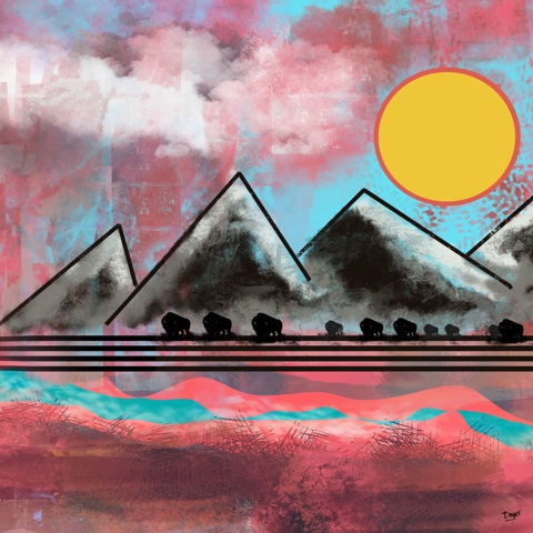 Flatirons and Buffalo Road — digital artwork by Tom Myer