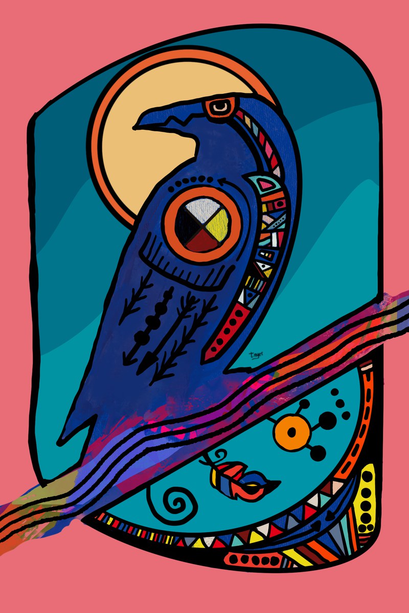 Medicine Wheel Crow — digital artwork by Tom Myer