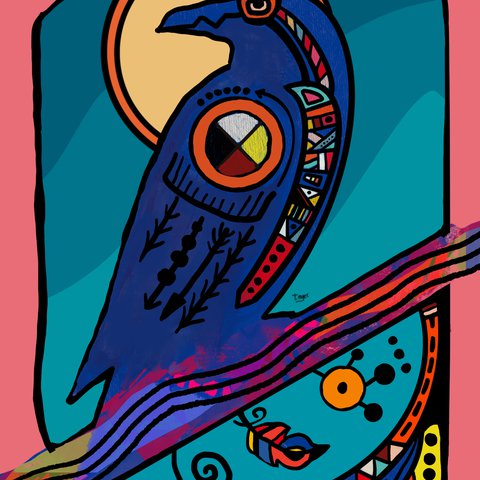 Medicine Wheel Crow — digital artwork by Tom Myer