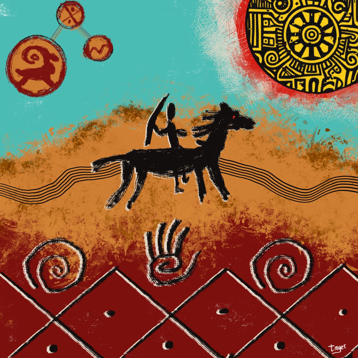 Petroglyph Hunter — digital artwork by Tom Myer