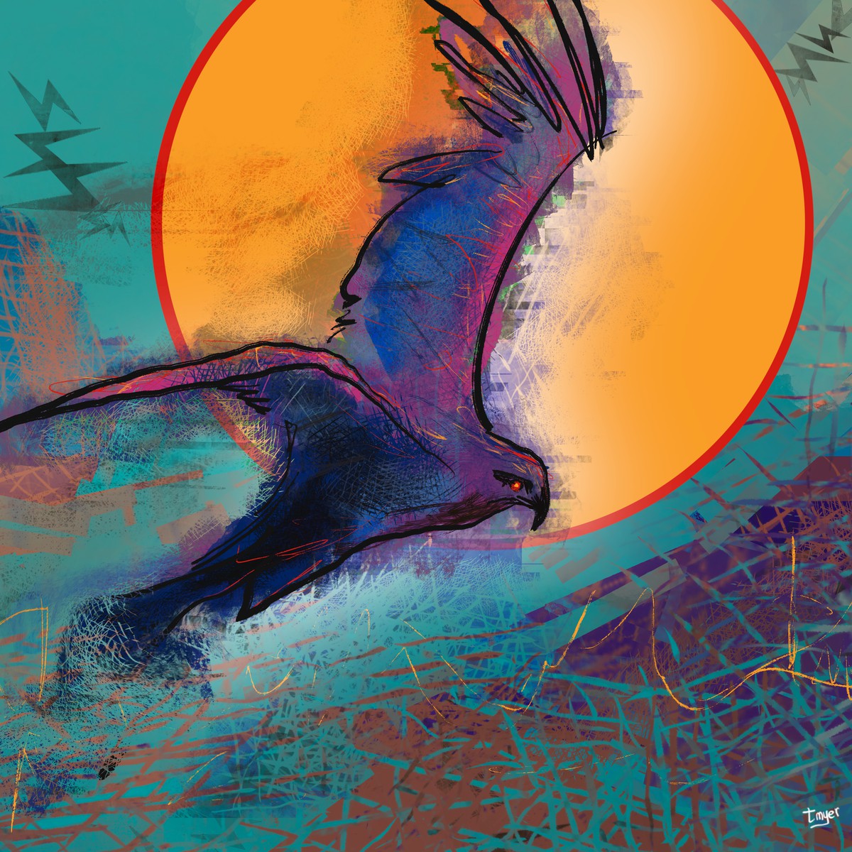 Soaring Thunderbird — digital artwork by Tom Myer
