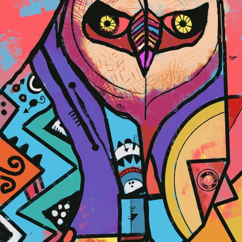 Superb Owl — digital artwork by Tom Myer