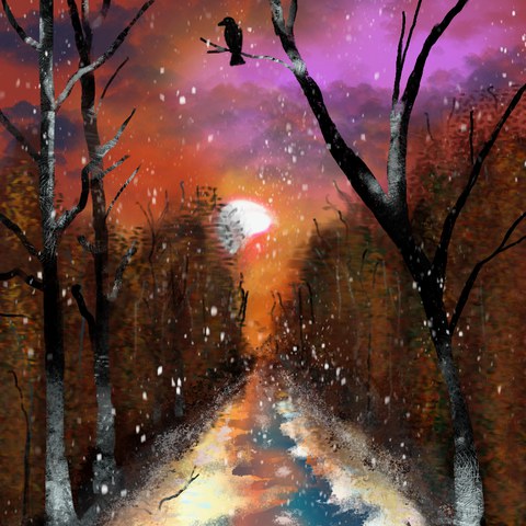 Three Crows in Winter — digital artwork by Tom Myer