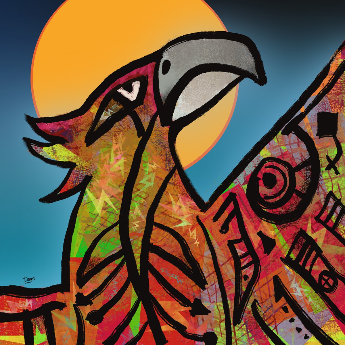 Thunderbird Petroglyph — digital artwork by Tom Myer