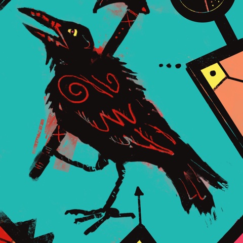 Tomahawk Crow — digital artwork by Tom Myer