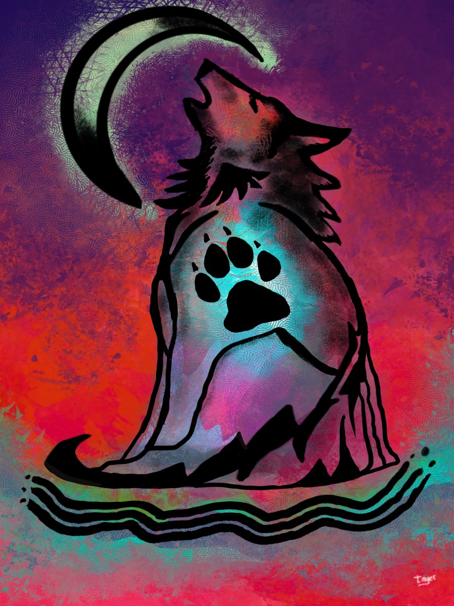 Wolf Singing — digital artwork by Tom Myer